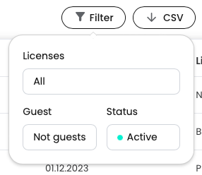 Filter Dropdown with active filter